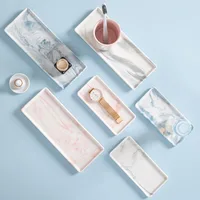 Rectangular Ceramic Tray Creative Marble Pattern Storage Plate Nordic Style Bathroom Storage Tray Jewelry Cosmetics Organizer 2