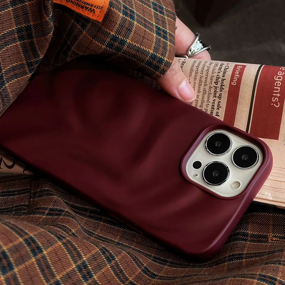 Luxurious Wine Red 3D Water Ripple Soft Silicone Phone Case