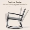 4 Piece Outdoor Patio Furniture Set, Wicker Patio Furniture with Glass Coffee Table, Rocking Wicker Bistro Set, for Backyard 6