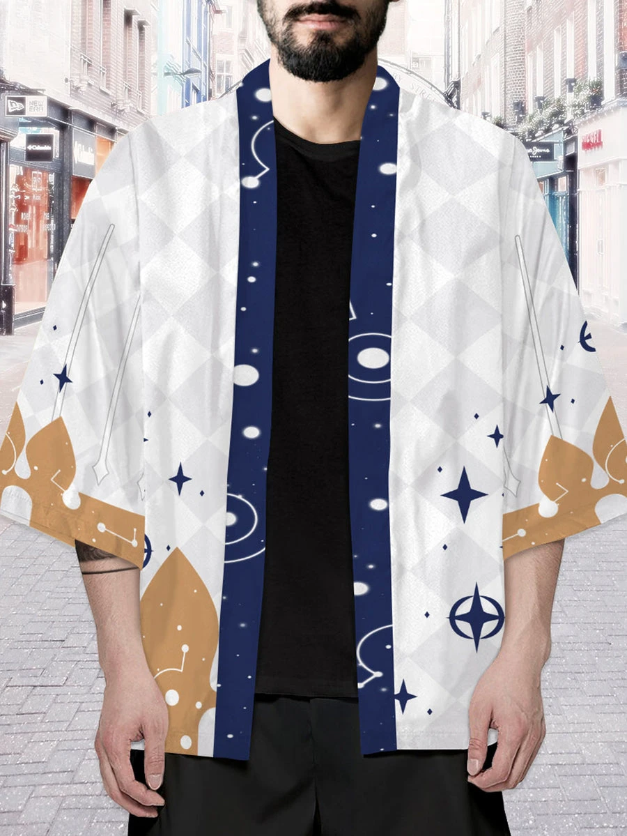 Paimon KimonoKimono Cape Loose Three-quarter Sleeve Cardigan Robe Haori