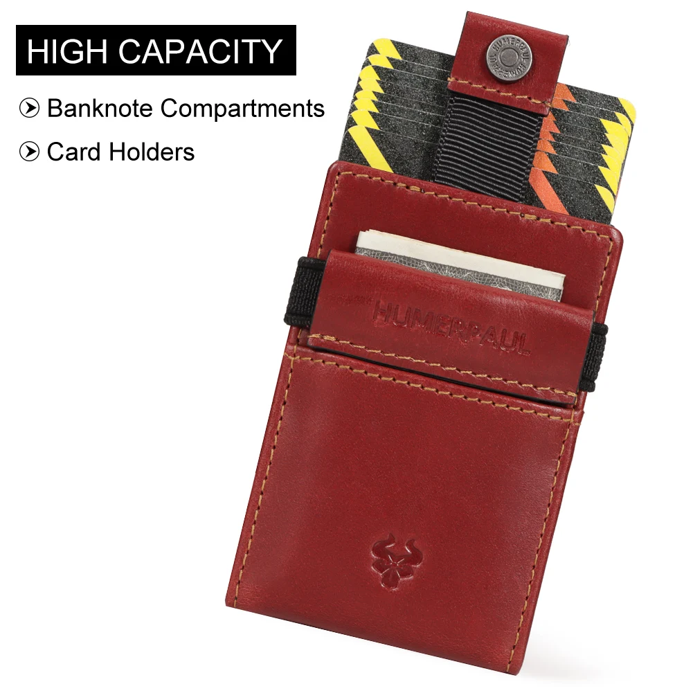 RFID Slim Genuine Leather Credit Card Holder Wallet for Men Portable Mini ID Bank Cardholder Case Business Male Money Clip