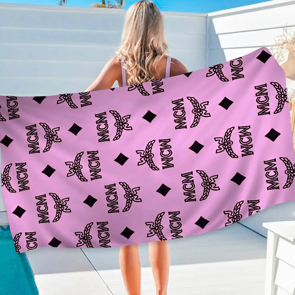 Fashion M-MCM Logo Microfiber Blanket Quick Drying Beach Towels Oversized Printing Super Absorbent Pool Towel Blanket