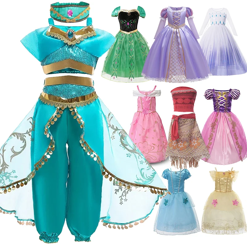 Disfraz de princesa Jasmine de Aladdín para mujer y niña, conjunto de  disfraces para fiesta de Halloween - AliExpress