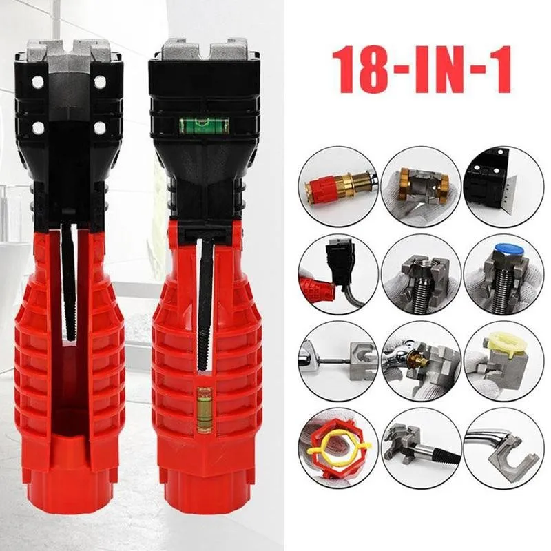 Multifunctional 18 in 1 Sink Wrench Foldable Water Pipe Faucet Installation Tools Basin Bottom Pliers Sleeve Bathroom Accessorie