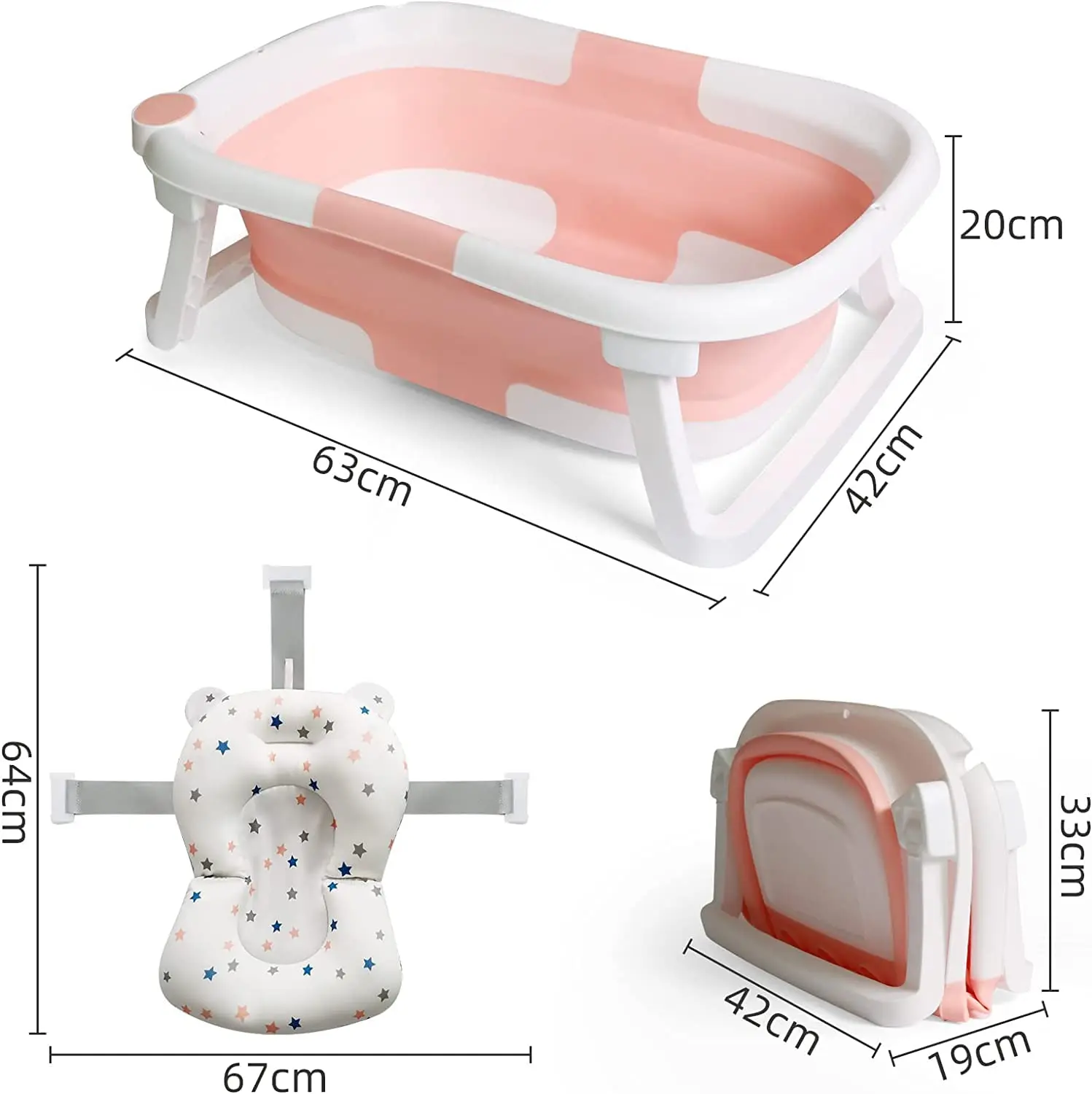 Collapsible Baby Bathtub with Digital Thermometer, Safety Heat Sensor