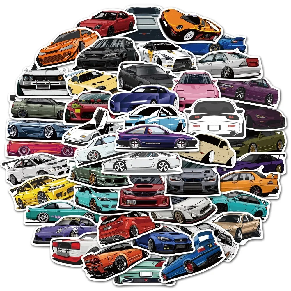 10/30/50Pcs Cartoon JDM Racing Car Graffiti Stickers Helmet Skateboard Suitcases Laptops Phone Guitar Cup Waterproof Sticker