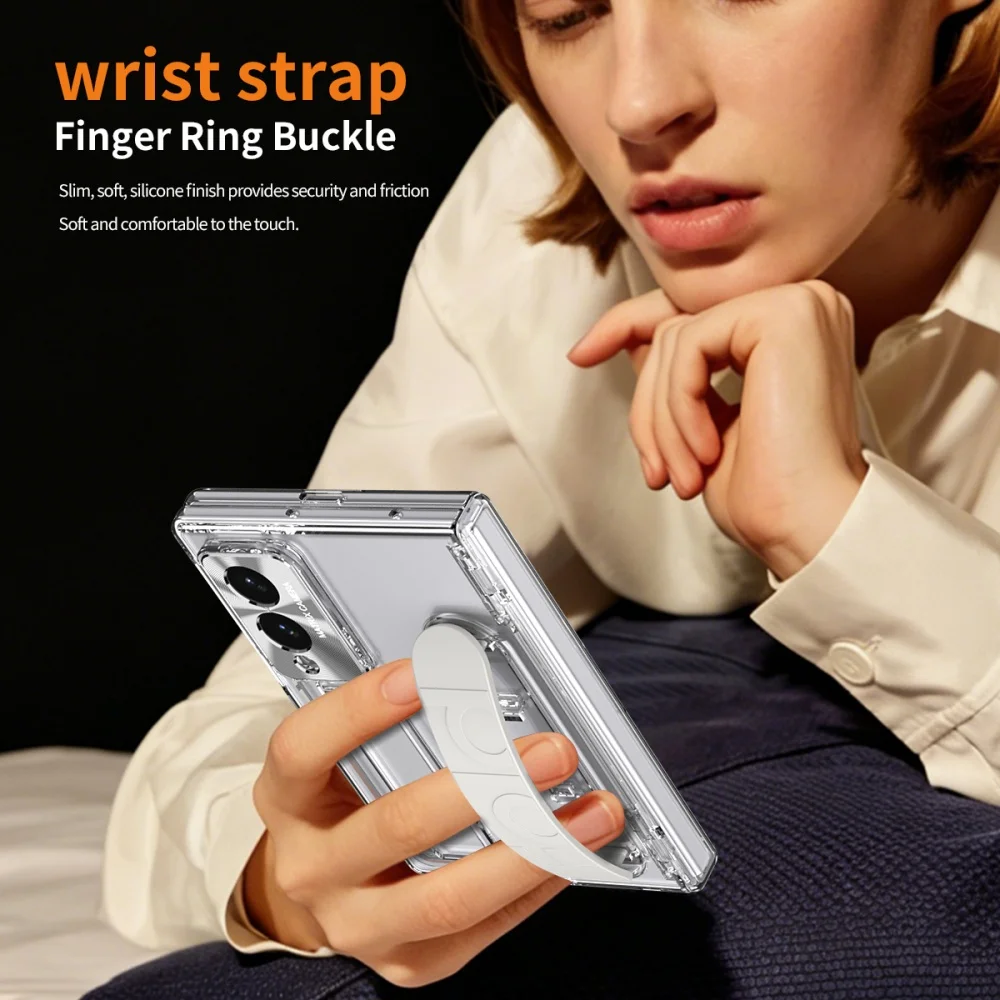 Portable Silicone Wrist Strap Case with Glass Film Protection and Stand Feature