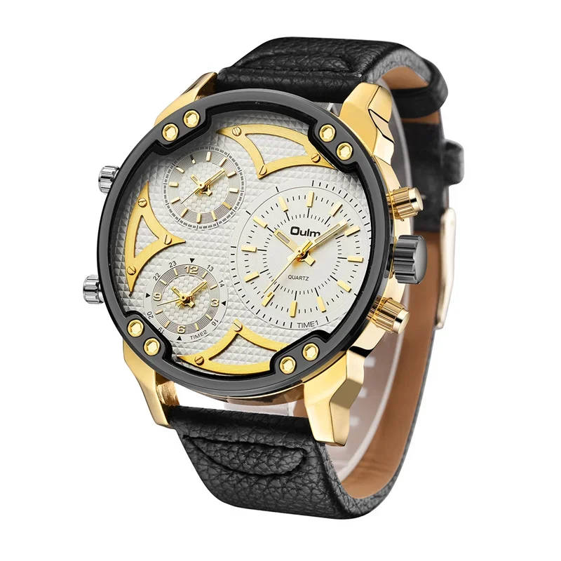 

Luxury Brand Oulm Big Watches Men Sports Three Time Zone Quartz Wristwatches Men 2024 Wholesale Price Dropshipping Reloj Hombre