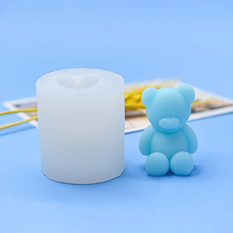 귀여운 작은 곰 아로마 테라피 양초, 실리콘 몰드 베이킹 무스 케이크 몰드 석고 장식, 양초용 콘크리트 몰드