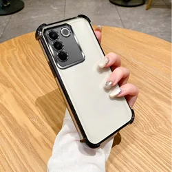 Clear Electroplate Shockproof Bumper Phone Case Cover for vivo V30 lite 5G (4jfs black)
