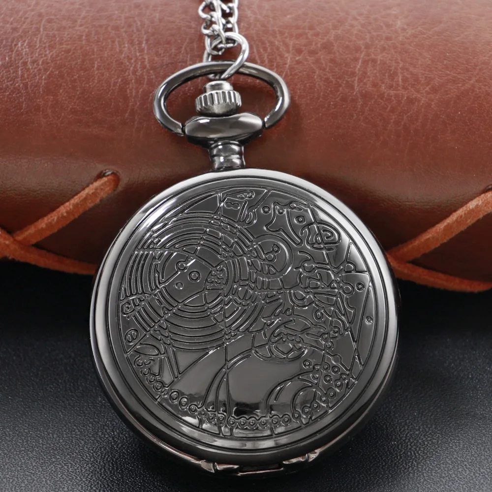 Черные кварцевые карманные часы