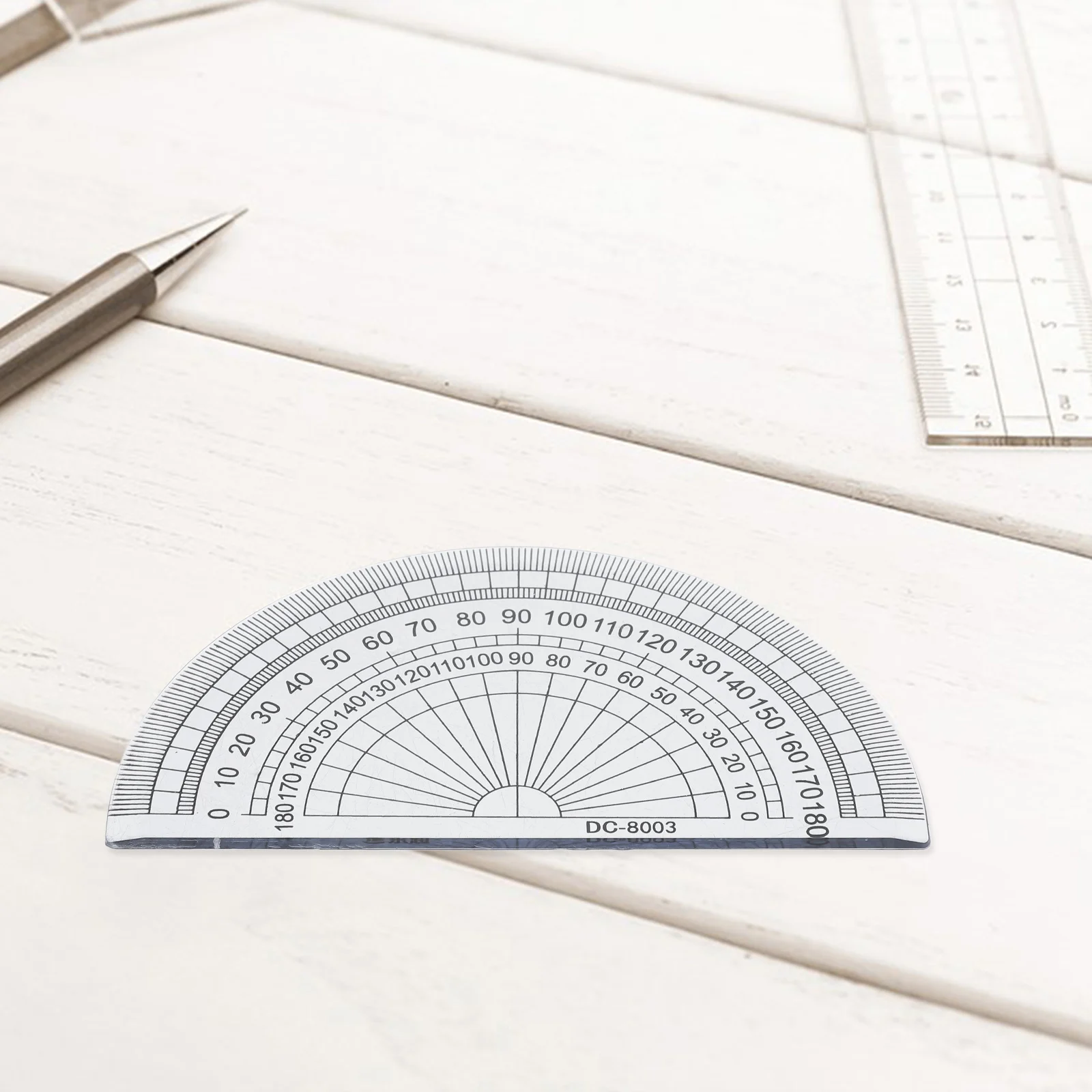 20개 4인치(10cm) 플라스틱 180도 각도기, 각도 측정용, 학교, 사무실, 학생 수학용 투명 자 도구