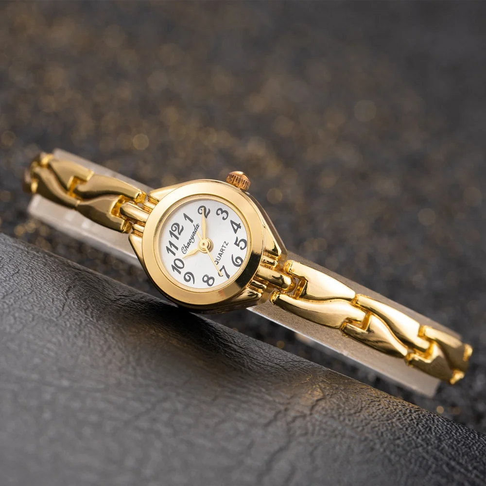 Elegant Ultra-Thin Luxury Golden Quartz Women's Bracelet Watch