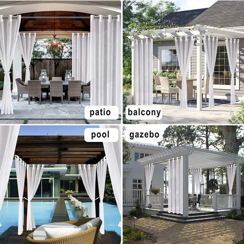 1pc Outdoor Gazebo Sunshade Curtain Waterproof Windproof Drape For Patio Porch Pergola Terrace Privacy Sunshading Cloth