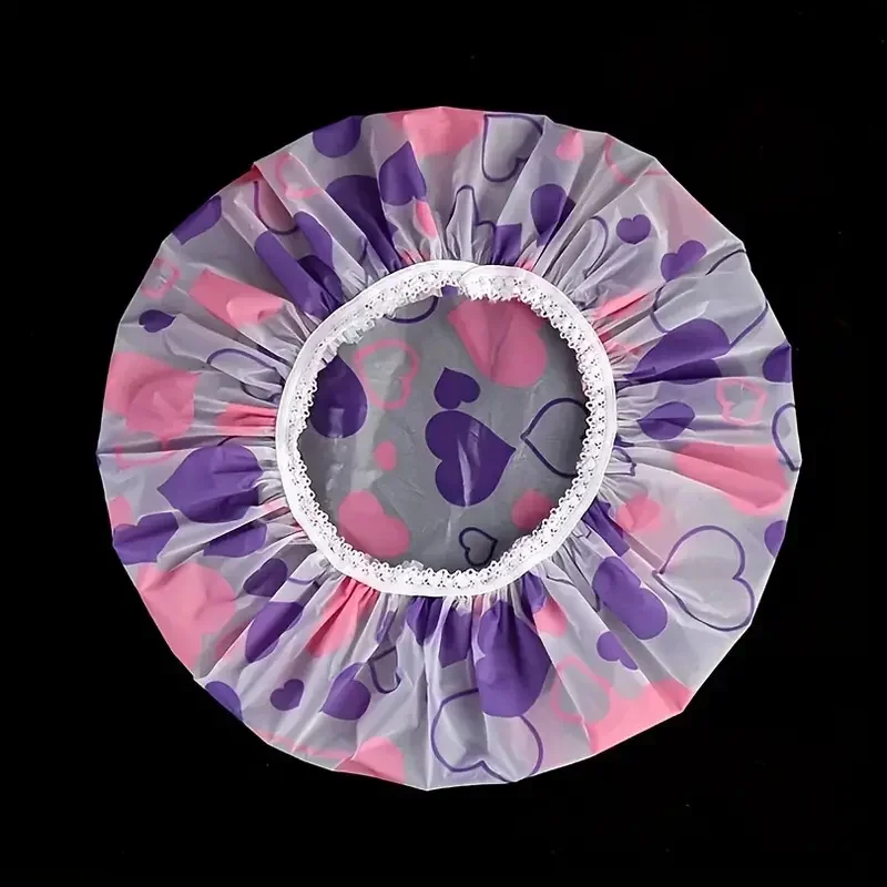 Waterproof Shower Cap Adjustable Printed with Elastic Band Women Spa Salon Bathroom Products