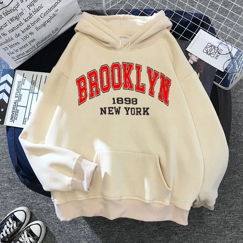 Brooklyn Letter Print Hooded Sweater Fashion Hoodie Kids Hip Hop Street Ladies New York Autumn Clothing Hoodie for Women 3
