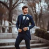 Men Suits 3 Piece Fashion Peak Lapel Single Breasted Tailcoat Chic Party Wedding Groom Prom Male Suit (Jacket+Vest+Pants) 1