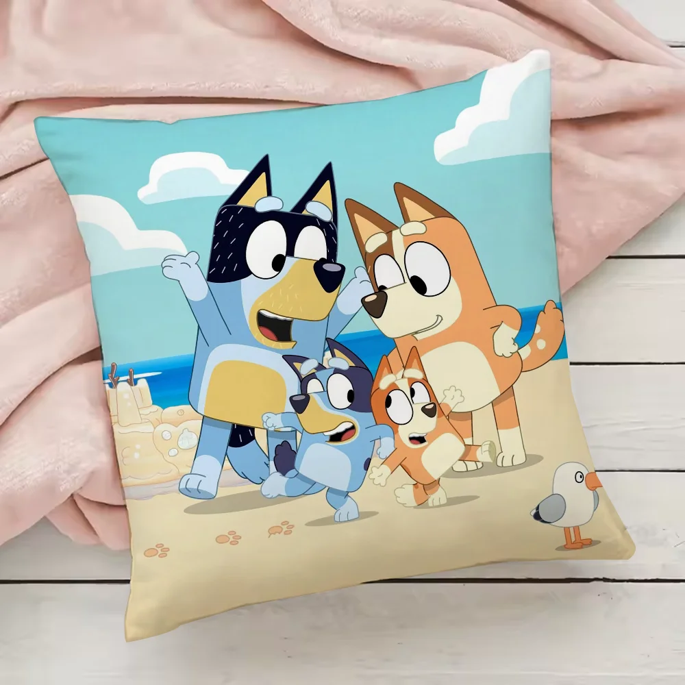 Bluey-B-B-Blueys Pillow Case Pillowcase Anti-dustmite Pillow Invisible zipper silky short plush Sofa cushion cover 4