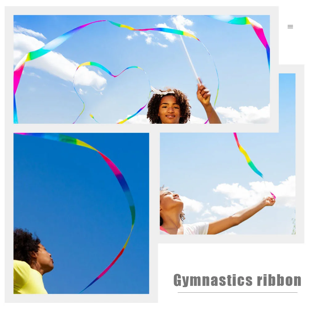 4 Pcs Gymnastics Ribbon Dancing Streamer Portable Wand Children Gymnastics Ribbons Dance Colored Streamer Rhythmic