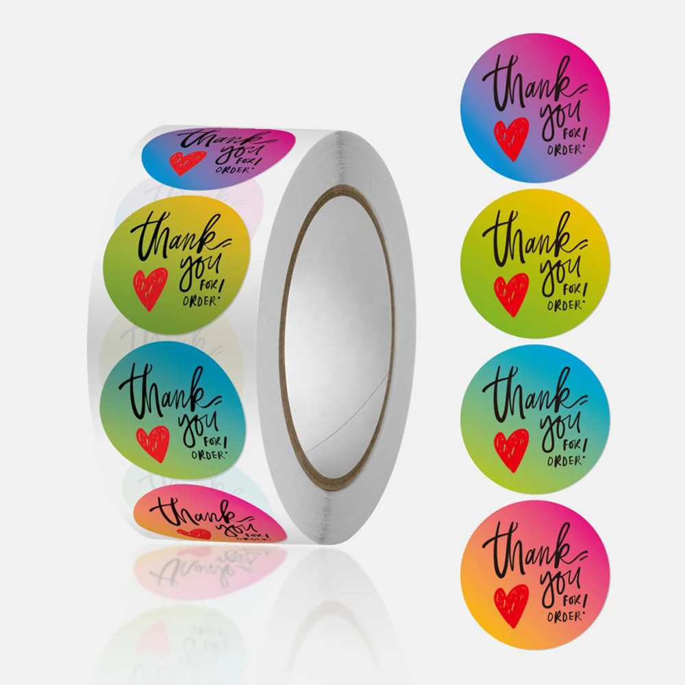 

50-500 шт., круглые наклейки с надписью «Thank You»
