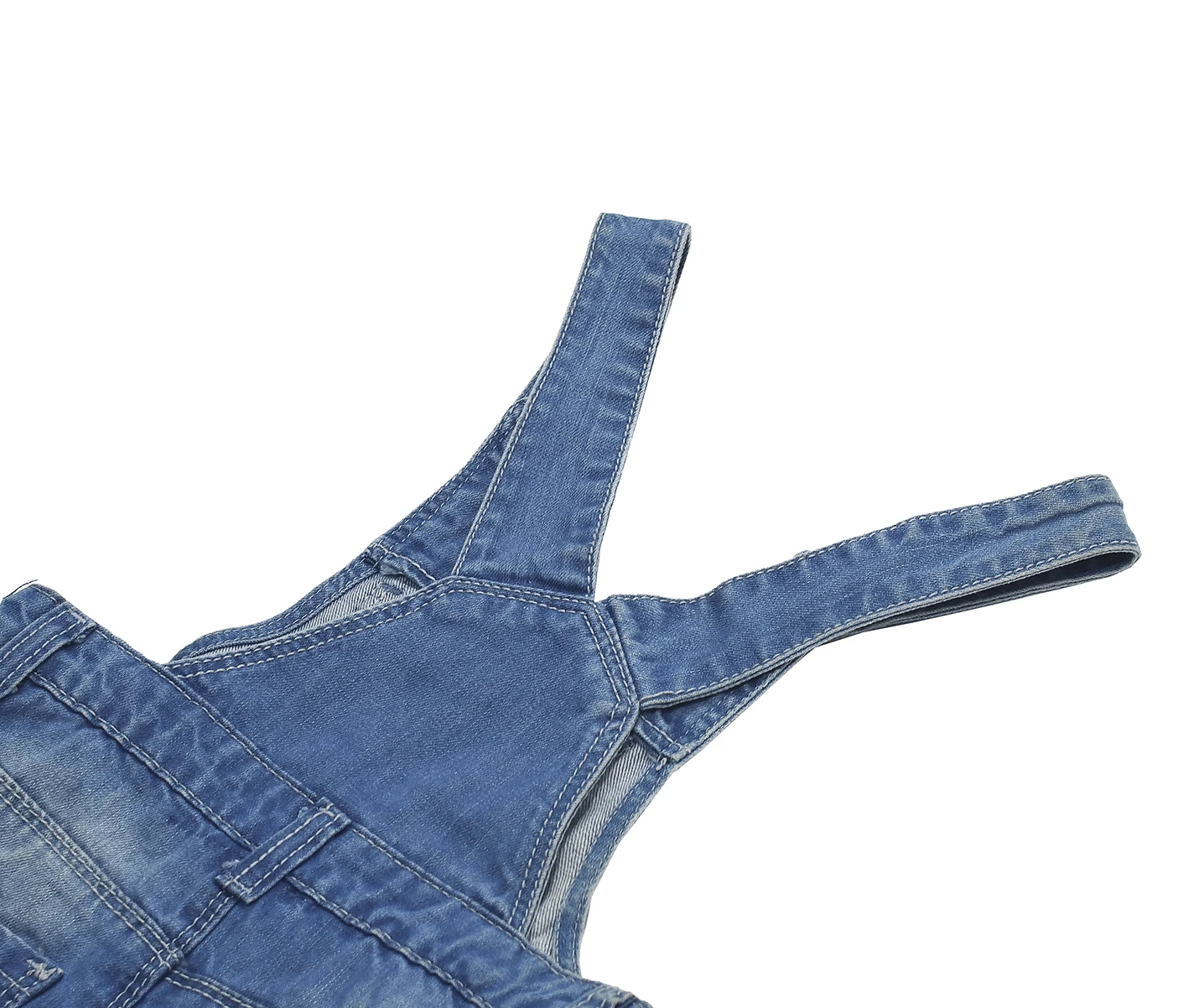 Kidscool Space Baby & Little Boys Big Bib Pocket Leather Decor Cuffed Bottom Water Washed Processing Denim Shortalls