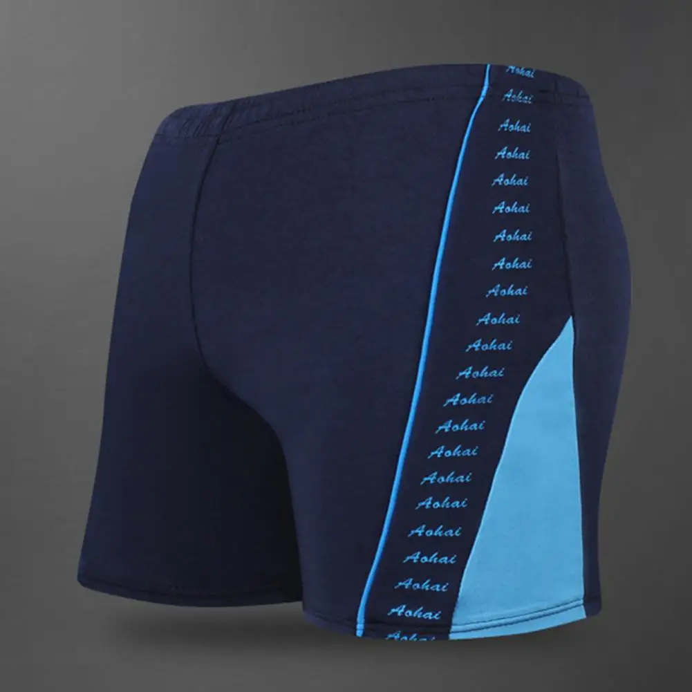 Summer Men Swimming Trunk Loose Plus Size Letter Print Casual Men Swimwear Stretchy Anti-shrink Quick Dry Swimming Shorts