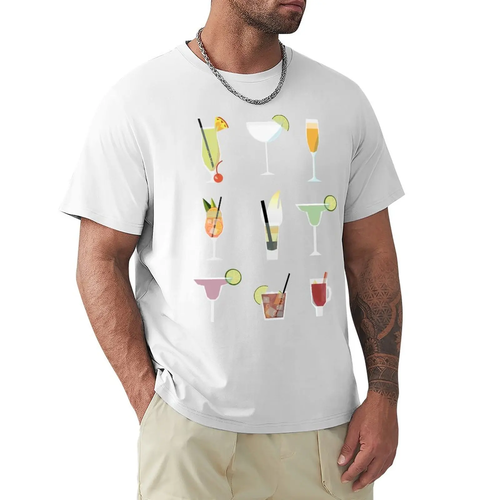 

classic cocktail vector art T-shirt korean fashion sweat plain workout shirts for men