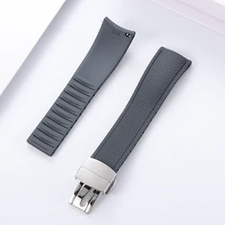 Elegant FKM Rubber Watch Strap with Curved Ends and Quick Release in Multiple Sizes (18 - 24mm) - 22mm (Grey)
