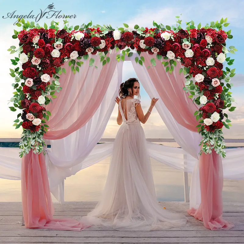 2 Festoni Di Fiori Artificiali Rossi Per Decorazioni Matrimonio – Composizioni Floreali Per Segni Di Benvenuto E Centrotavola