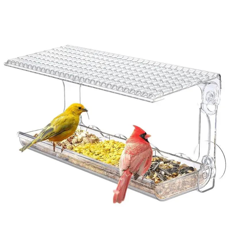 

Transparent Window Bird Feeder Glass Clear Viewing Suction Hanging Seed Peanutt Mounted Outdoor Bird House Feeder Strong Suction