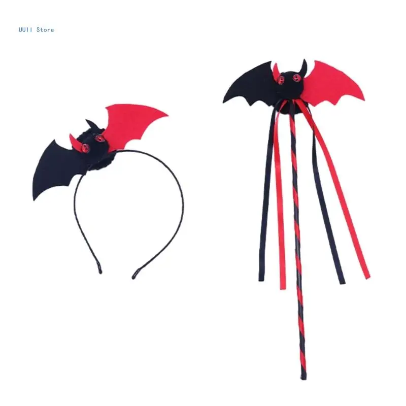 Costume Da Pipistrello Per Bambine Con Gonna LED - Set 6 Pezzi Per Halloween Con Ali, Bacchetta, Maschera E Borsa - 2
