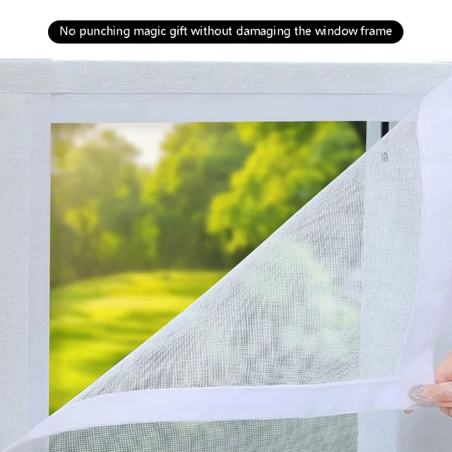 White mosquito net, self-adhesive window mesh without drilling, window insect-proof mesh suitable for doors and Windows. curtain 3