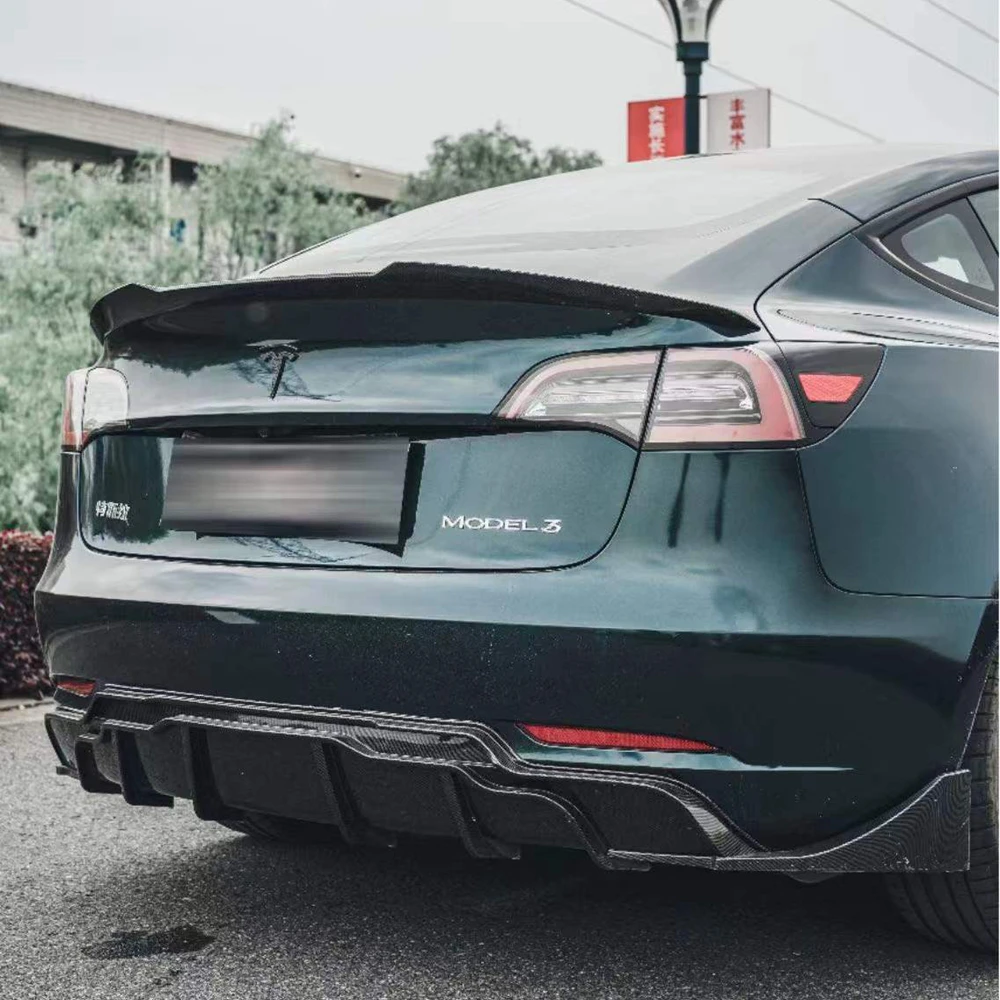 

For Tesla Model 3 2019 2020 20212022 Carbon Fiber Front Rear Bumper Diffuser Lip Spoiler Body Side Skirt kit Car Accessories