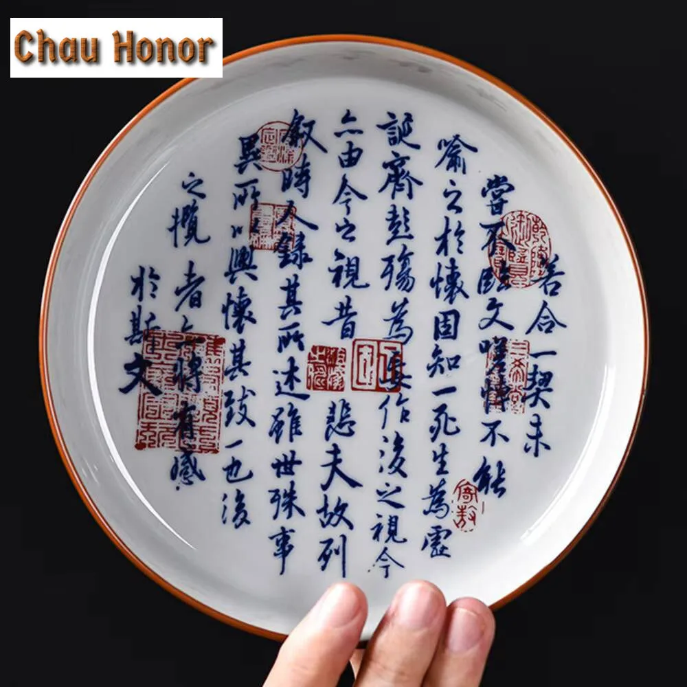 160ml Chinese Lan Ting Preface Gaiwan Zen Calligraphy Ceramic Bowl with Lid Tea Tureen Tea Brewing Cover Bowl Accessories Craft