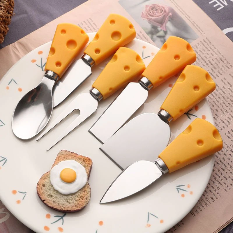 Cheese Knives Cutlery Wood Handle Steel Stainless Butter Spatula Fork Spoon Flat Shovel Creative Kitchen Cooking Tools 1PC cheese knives set