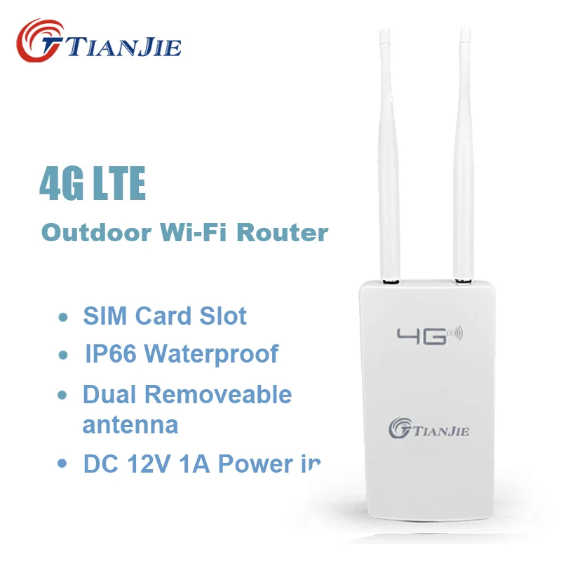 TIANJIE Outdoor 4G/LTE WiFi Router 150M Wireless WAN/LAN Port Monitor Wi-Fi AP Sim Card Slot Hotspot Waterproof CPE Modem Dongle