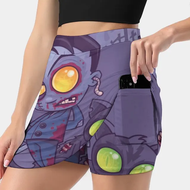 여름에 완벽한 불길하고 귀여운 프린트가 있는, 고양이 귀신 디자인의 편안하고 세련된 A라인 스커트