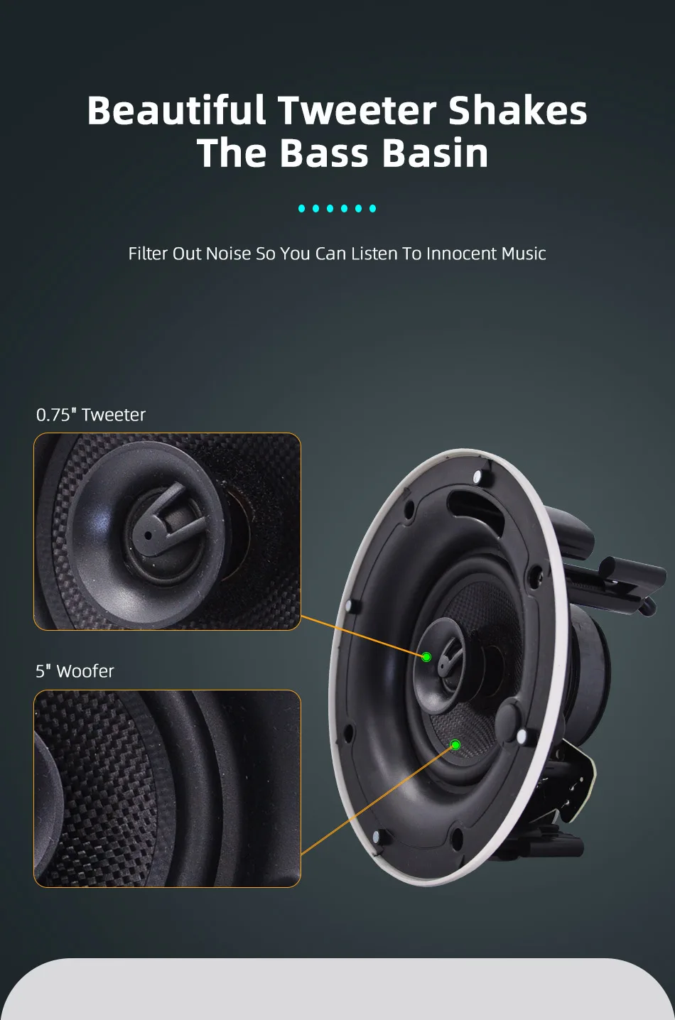 Strong HiFi Ceiling Speaker 5″ Loudspeaker Broadcast Bass Horn Tweeter