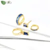 925 Sterling Silver Needle Mysterious Blue Crystal Pendant Earrings Fashion Hoop Earrings for Women Premium Luxury Jewelry Gifts 2