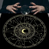 Psychedelic Starry Sky Tarot Tablecloth Altar Cloth Triple Moon Pentagrams Wheel Of The Zodiac Astrology Mandala Tarot Tapestry 1