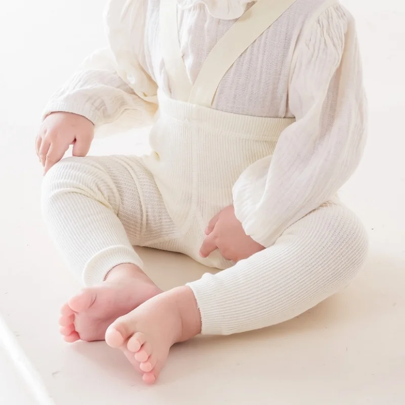 Infant Baby Girl Ribbed Leggings Suspender Pants Overalls Knit Tights Pantyhose Socks Warm Stockings Newborn Suspender Tights baby trousers baby leggings