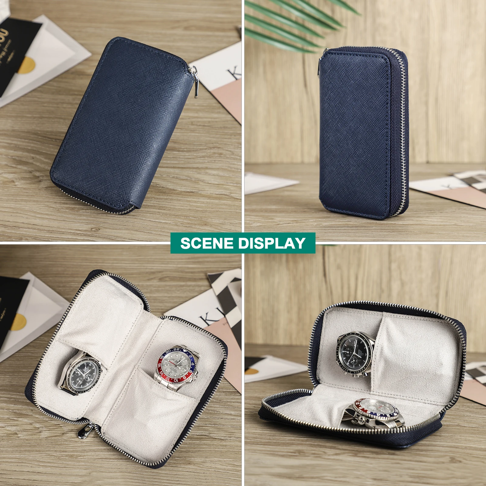 CONTACT'S FAMILY 3 Slots Leather Watch Pouch Case For Men Women Watches Organizer Display Jewelry Bracelet Storage Box