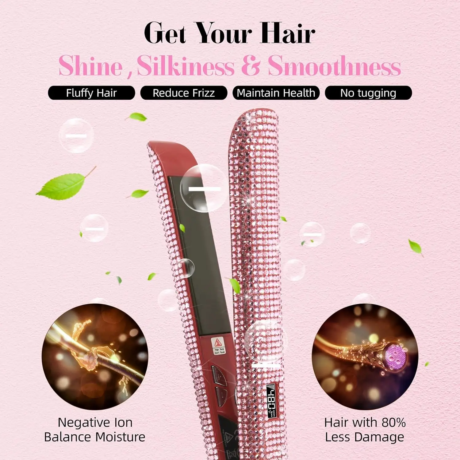 Straightener and curler 2 in 1 dazzling Rhinestone Crystal Bling Straightening crimped flat iron 30s fast heating dual voltage 5