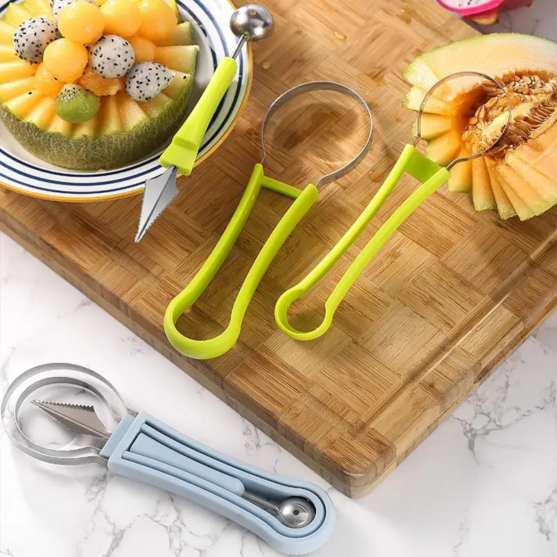 4 in 1 Melon Cutter Scoop Fruit Carving Knife Fruit Cutter Platter Dig Pulp Separator Kitchen Gadgets Tools