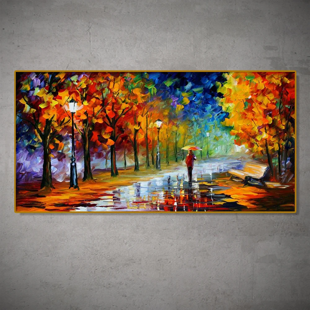

Mintura,Handmade Modern Streetscape Nightscape Thick Knife Oil Paintings Canvas,Wall Arts Picture Artwork Living Room Home Decor