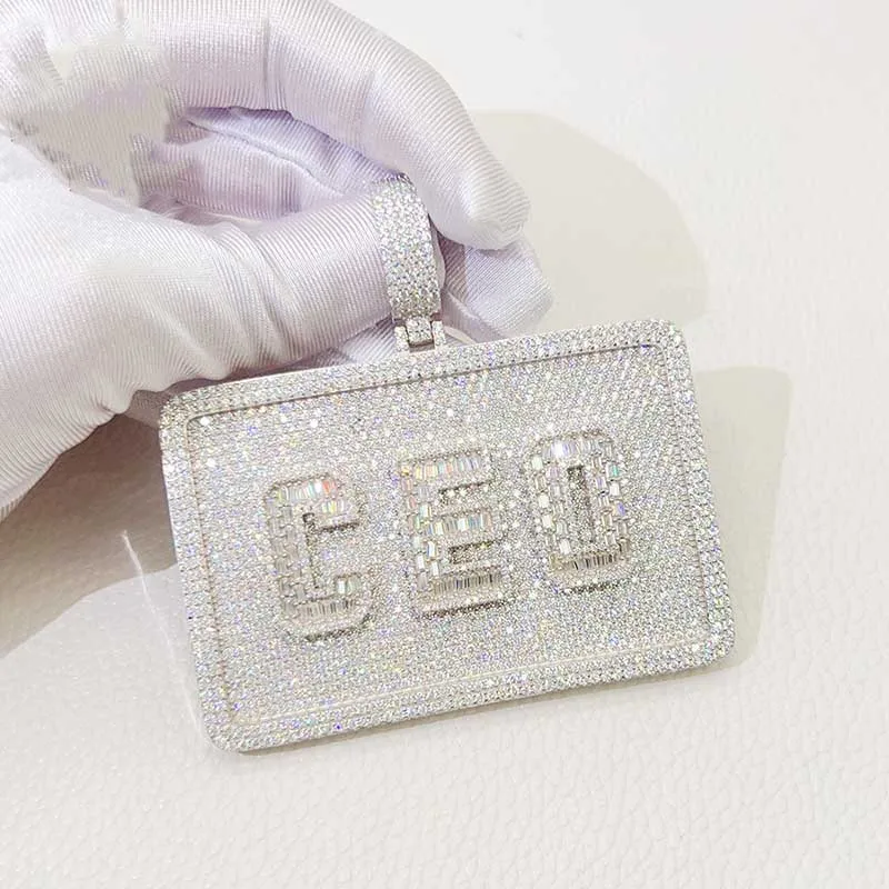 Hiphoip-아이스 모이사나이트 CEO 펜던트,  D 컬러 VVS1 모이사나이트 쿠바 펜던트 패스 다이아몬드 테스터 선물