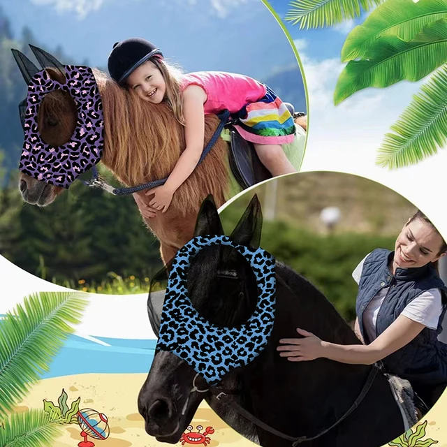 1Pc Horse Face Mask Anti Fly Breathable Stretch Knitted Mesh Anti Mosquito Mask Horse Riding Equestrian Equipment 2