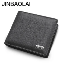 

100% Genuine Leather Mens Wallet Premium Product Real Cowhide Wallets for Man Short Black Walet Portefeuille Homme Short Purses