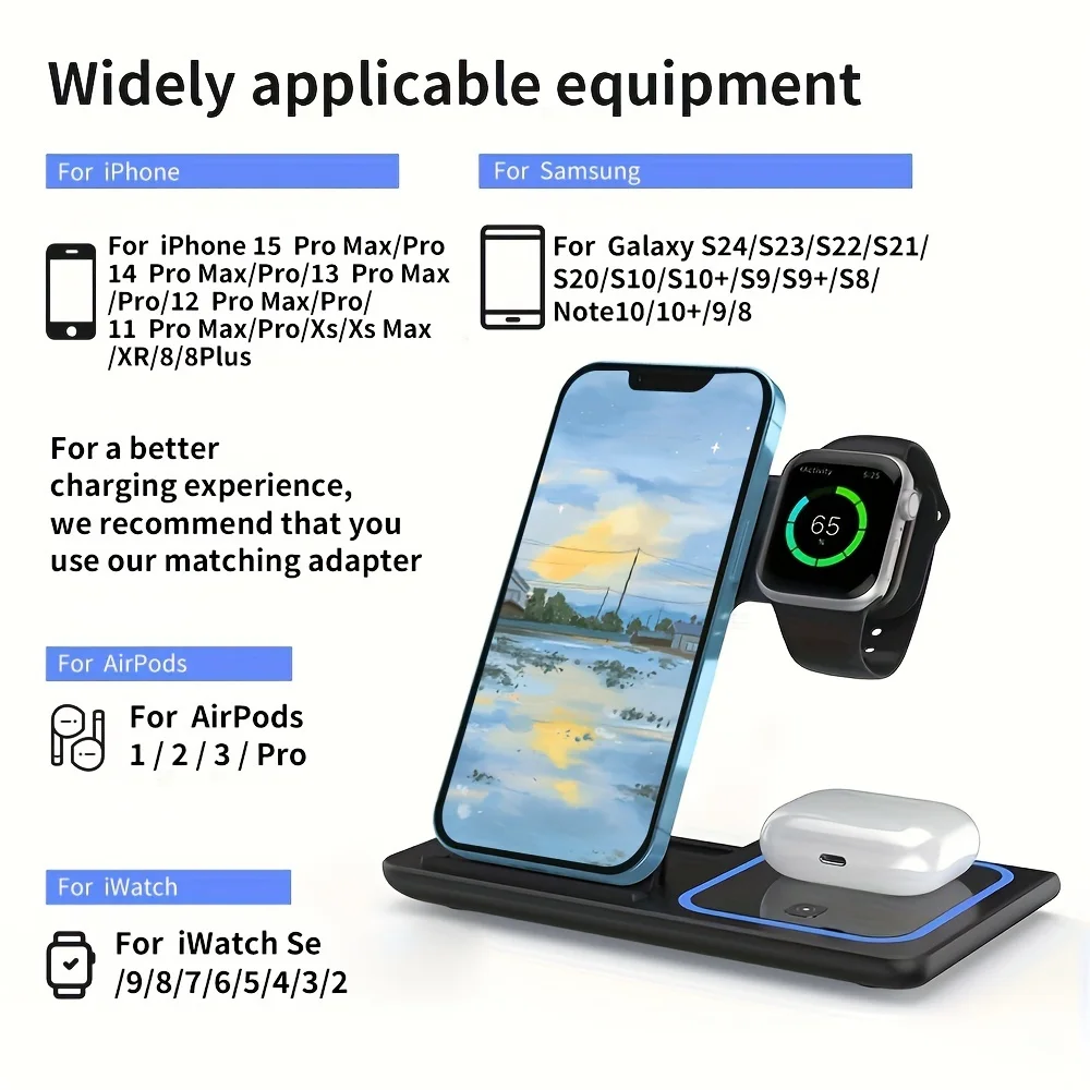 Portable Wireless 3-in-1 Charger Stand 3