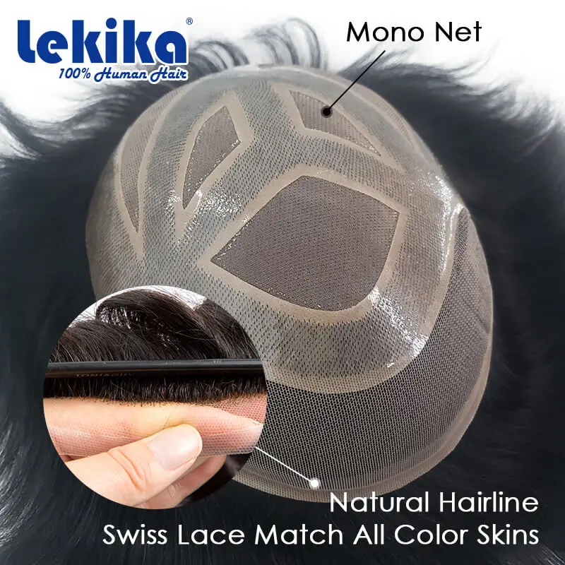 VERSALITE-Peluca de cabello humano 100% Natural para hombre, postizo de encaje frontal y transpirable, con sistema Exhuast